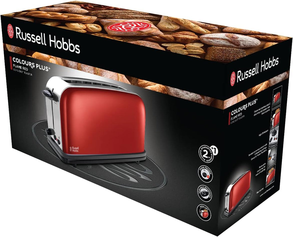 Russell Hobbs Set Colazione Colours+ Rosso: Macchina da caffè [Timer digitale, Doccetta per estrazione e aroma ottimali] 24031-56 + Bollitore [1,7l, 2400W] 20412-70 + Tostapane [per 2 fette] 26554-56