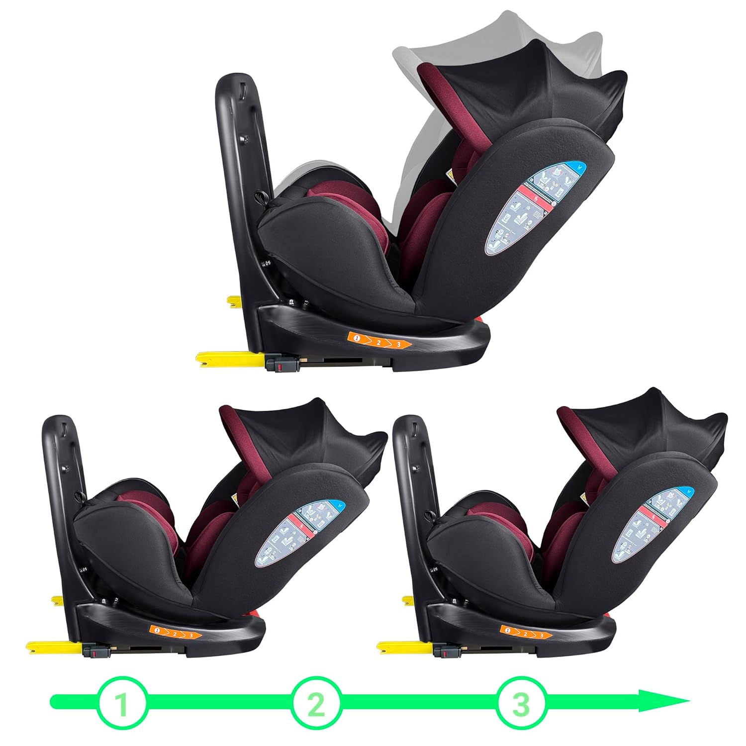 XOMAX XZ-16 Kindersitz drehbar 360° mit ISOFIX und Liegefunktion I mitwachsend I 0-36 kg, 0-12 Jahre, Gruppe 0/1/2/3 I 5-Punkt-Gurt und 3-Punkt-Gurt I Bezug abnehmbar, waschbar I ECE i-Size 129R