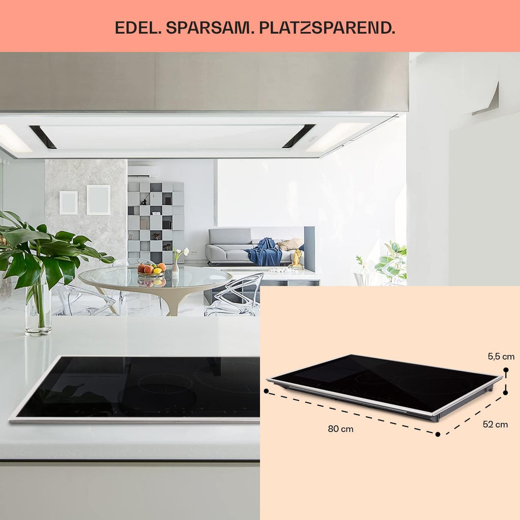 Klarstein Piano Cottura a Induzione, Piano Cottura in Vetroceramica, con 4 Piastre, Incasso con Display Touch, Display Digitale e Funzione Timer, Riscaldamento Veloce, 7000 Watt