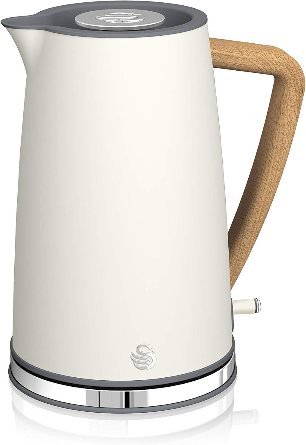 Forno a microonde digitale Swan Nordic da 20 L, 6 livelli di potenza, 800 W, timer da 30 minuti, facile da pulire, modalità scongelamento, design moderno, maniglia effetto legno, bianco opaco