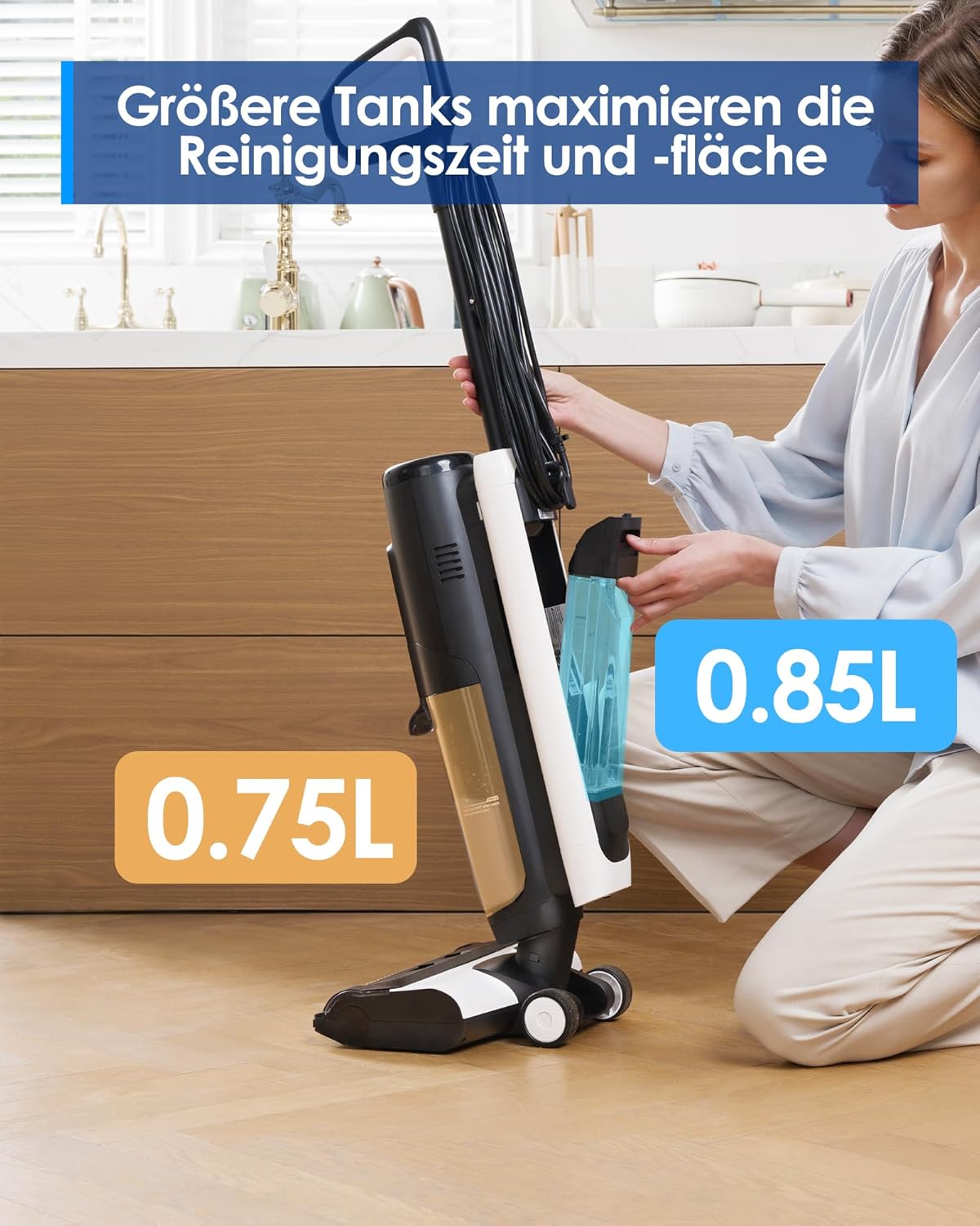 Tineco iFLOOR 5 Steam Lavapavimenti a vapore, vapore ad alta temperatura da 120℃, pulitore a vapore con filo, aspiraliquidi autopulente, lavapavimenti per sporco appiccicoso, residui di cibo