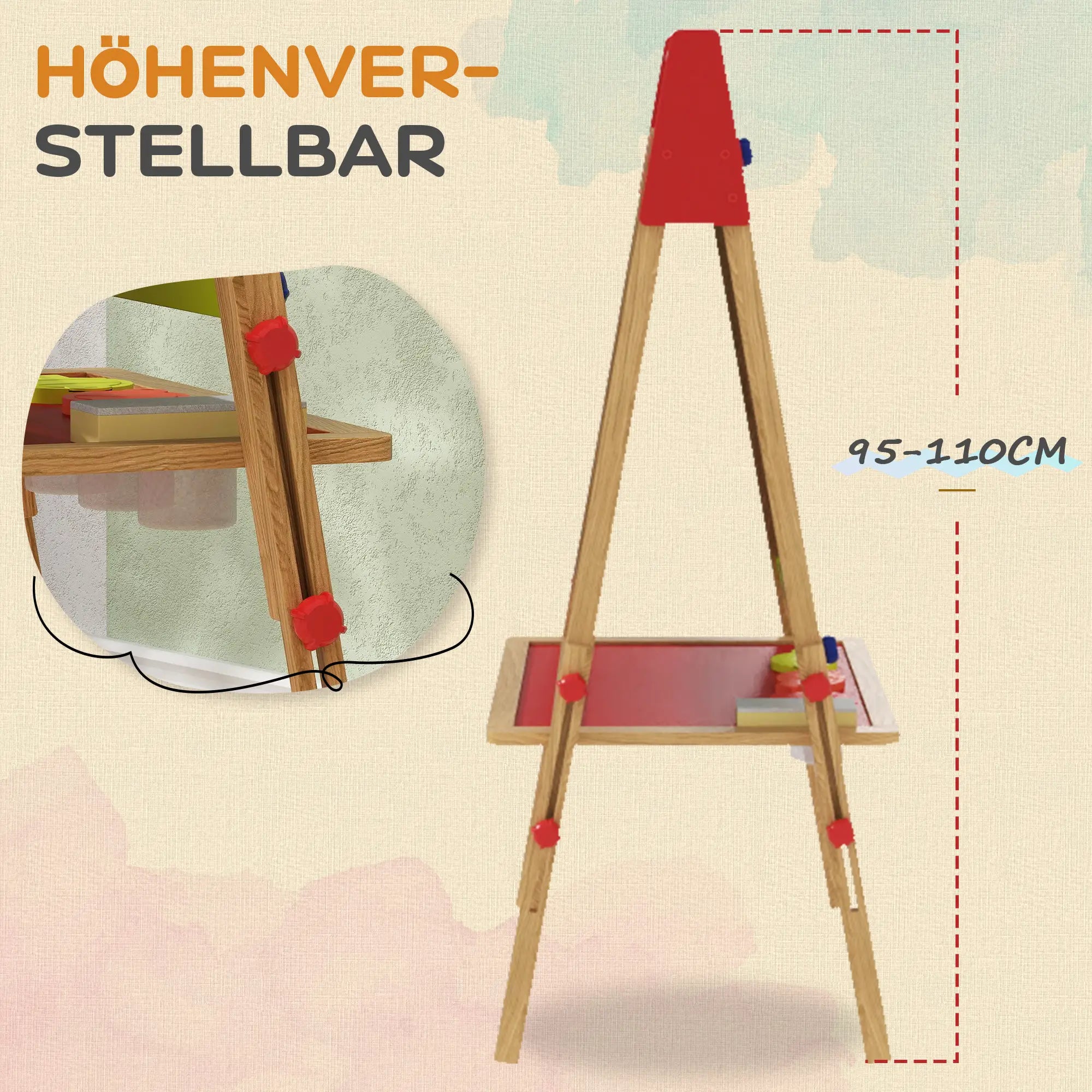 AIYAPLAY 3-in-1 Tavolo per bambini regolabile in altezza – Legno naturale