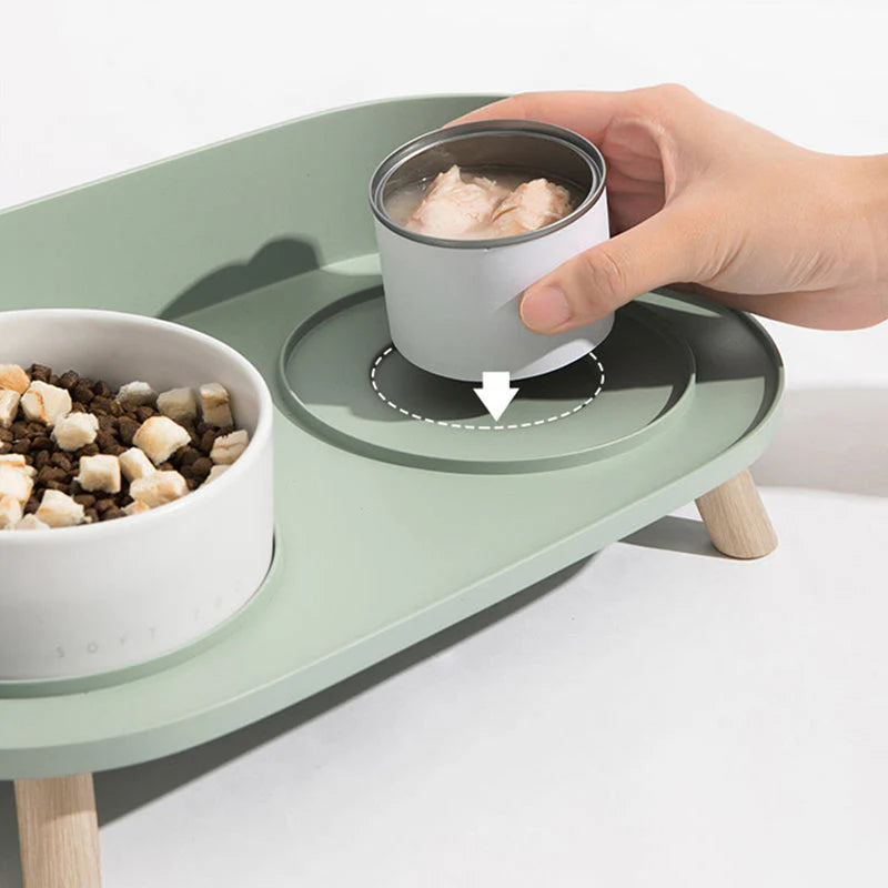 Elegante Doppel-Futterschale aus Bone China für Haustiere – Stilvoll und Funktional