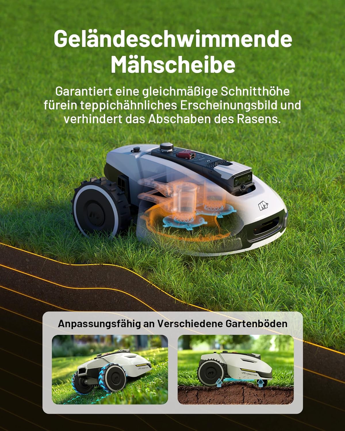 MAMMOTION YUKA Mini 500 Robot Rasaerba senza Filo Perimetrale, NetRTK+Vision, Nessuna Antenna RTK Necessaria, Mappatura Automatica, Consigliato 500m², Max 700m², con Modulo 4G, Pendenza 50%