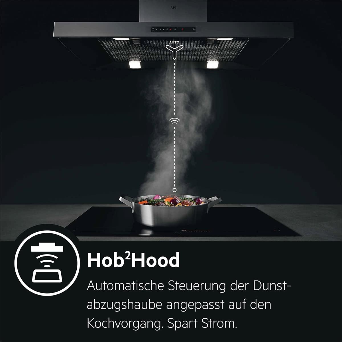 AEG IKB64431XB Piano cottura a induzione autonomo / Hob²Hood / Comandi Slider / 60 cm / Cornice in acciaio inossidabile / 4 zone di cottura / Funzione Power / Sicurezza bambini