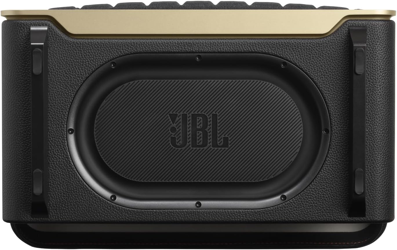 JBL Authentics 200 Smart Home Altoparlante – Cassa Bluetooth dal design retrò anni '70 – Con griglia Quadrex, Google Assistant, Alexa, AirPlay e JBL One App – Nero