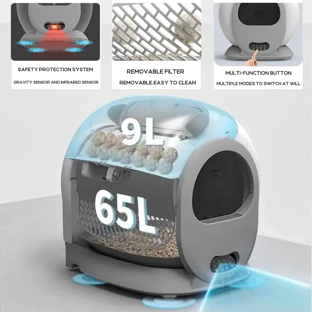 Lettiera Gatto Automatica Elettrica Cat Litter Box Selbstreinigende Automatisches Katzenklo XXL con APP Lettiera Elettrica Chiusa per Gatti di Taglia Grande (Tipo A)