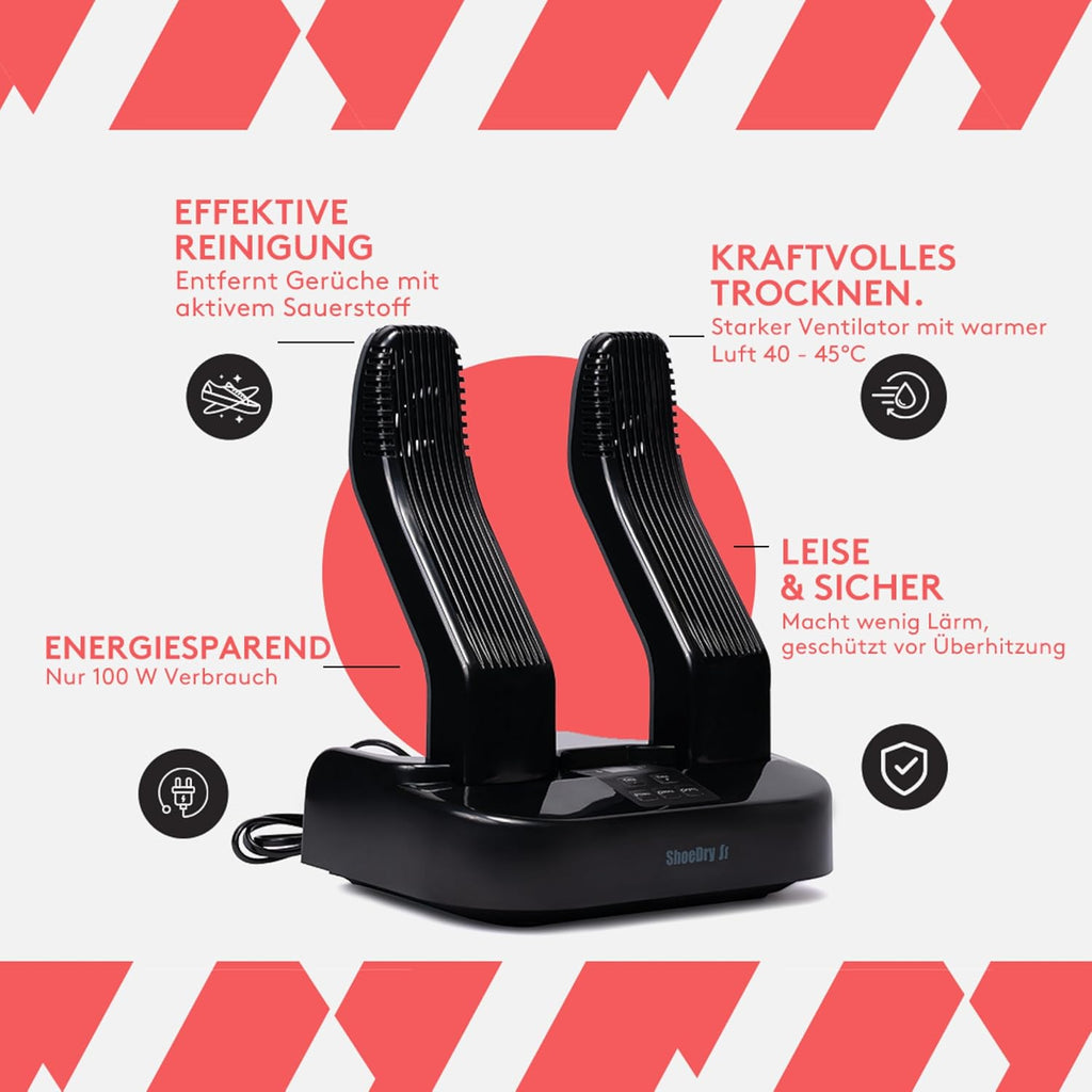 SHOEDRY Ozone - Asciuga Scarpe e Rinfrescante per Scarpe - Tecnologia Ozono - Uccide batteri e funghi - Nessun odore sgradevole - Scarpe fresche e pulite - Efficienza energetica.