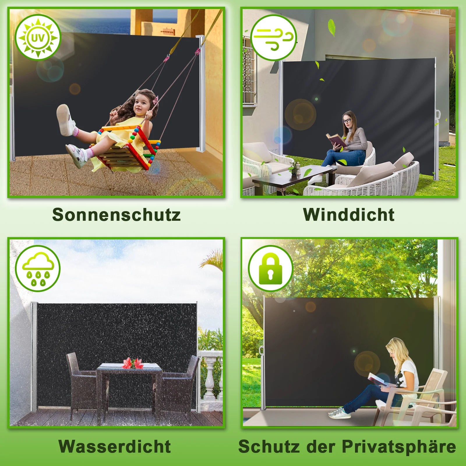 Sonnewelt Tenda Parasole Laterale Avvolgibile Paravento Estensibile