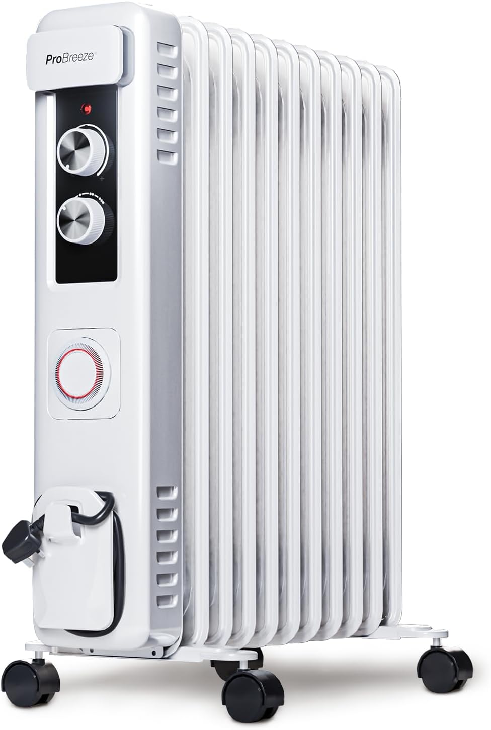 Pro Breeze Radiatore a Olio 2500W con 11 Elementi Riscaldanti, Stufetta Elettrica, Timer 24h, Termosifone Elettrico a Basso Consumo, 3 Livelli di Potenza, Termostato Regolabile e Funzione di Spegnimento di Sicurezza