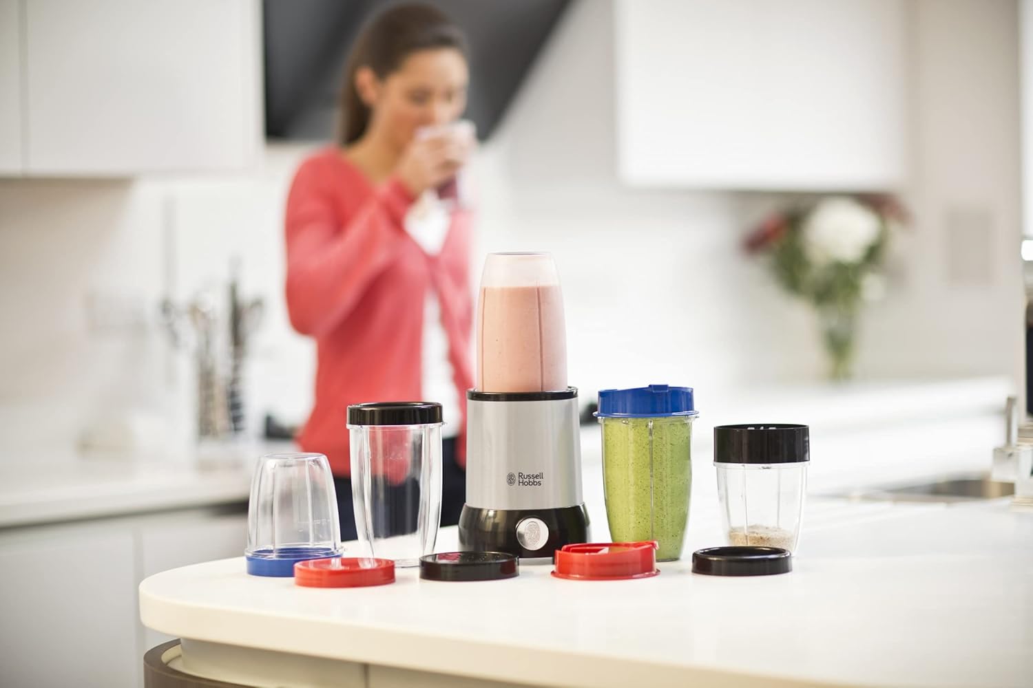 Russell Hobbs Mixer [Frullatore multifunzione] NutriBoost (include 5 contenitori senza BPA e lavabili in lavastoviglie + coperchi, 22.000 giri/min, motore da 0,9 CV) frullatore elettrico 23180-56