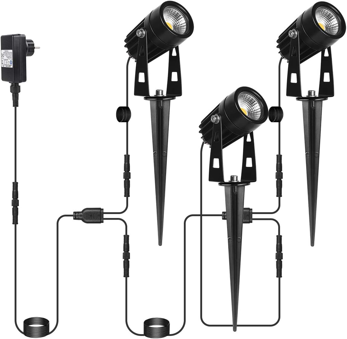 AIMHEIM 12er-Set Gartenstrahler LED Warmweiß, 3W Gartenleuchte Garten Beleuchtung mit Stecker, Schwenkbar Außen-Strahler Aussenbeleuchtung Erdspieß IP65 Wasserdicht für Baum, Pflanzen, Teich