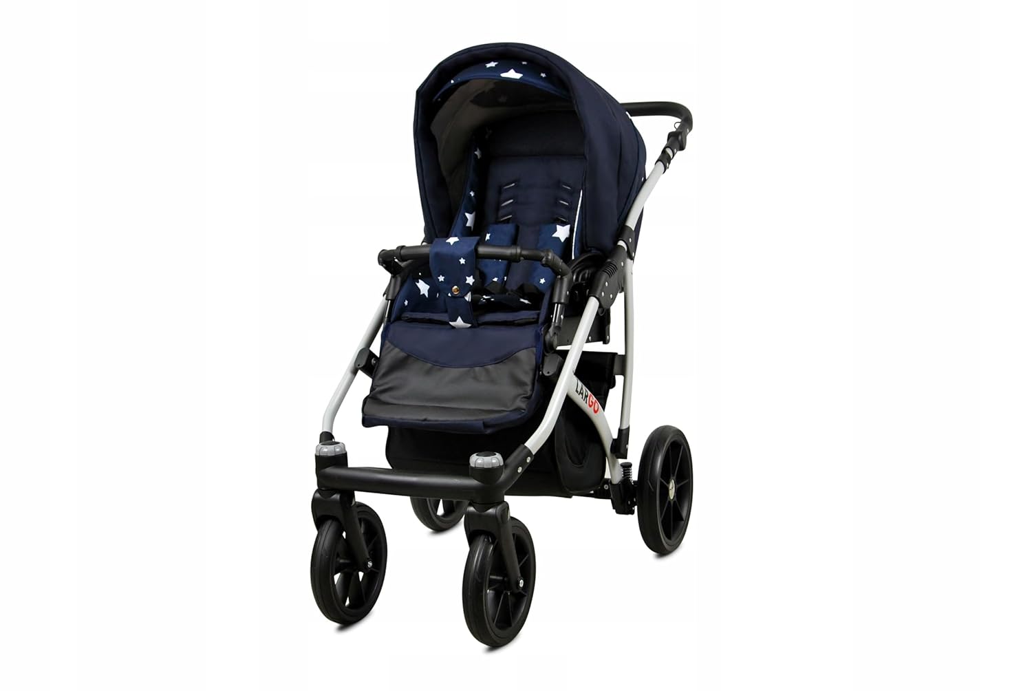 BabyLux Largo 2-in-1 Baby Kinderwagen Tief und Kinderwagen mit Zubehör Verstellbar und faltbar Aluminiumkonstruktion Wasserdicht Nicht abnehmbare Räder Brown Cream White Frame