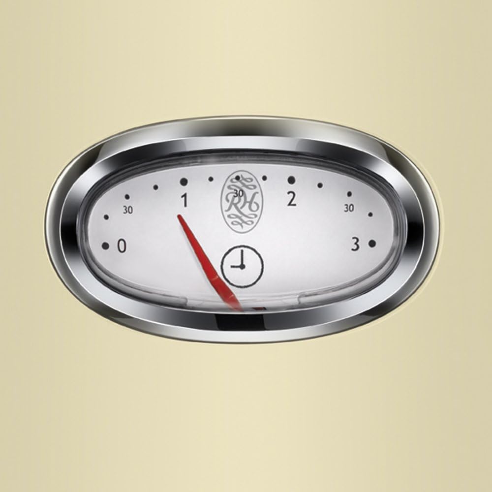 Russell Hobbs Toaster [für 2 Scheiben] Retro Edelstahl Creme (Countdown-Anzeige im Retrodesign, inkl. Brtchenaufsatz, 6 Brunungsstufen + Auftau- & Aufwrmfunktion, 1300W) Vintage 21682-56