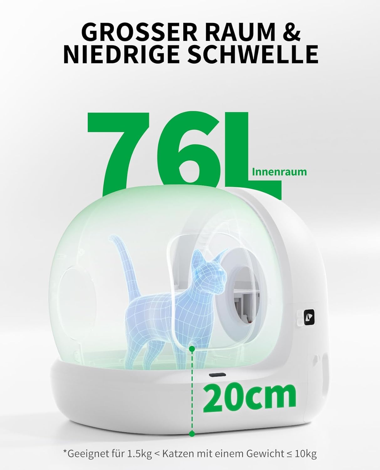 PETKIT Pura Max 2 Selbstreinigende Katzentoilette, 76L Katzenklo Selbstreinigend,xSecure,Geruchsbeseitigung,App-Steuerung,Große Fassungsvermögen,für Mehrere Katzen（Deo und Sandkissen Frei, mit N50）