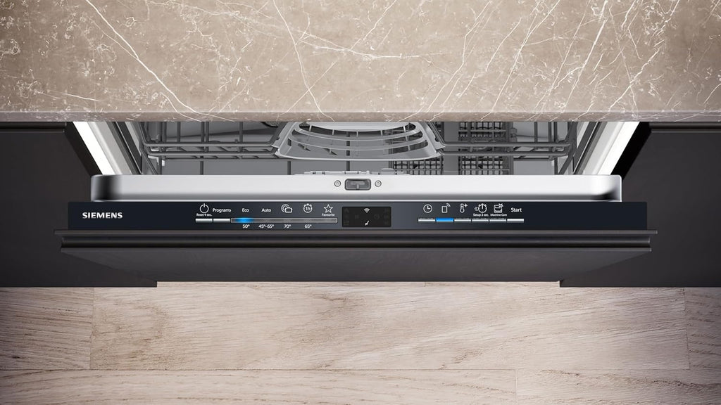 Siemens SN43ES14VE, lavastoviglie intelligente iQ300, lavastoviglie da incasso con cassetto portaposate, 60 cm, apertura automatica della porta grazie ad autoOpen dry, particolarmente silenziosa con motore iQdrive, aquaStop, acciaio inossidabile