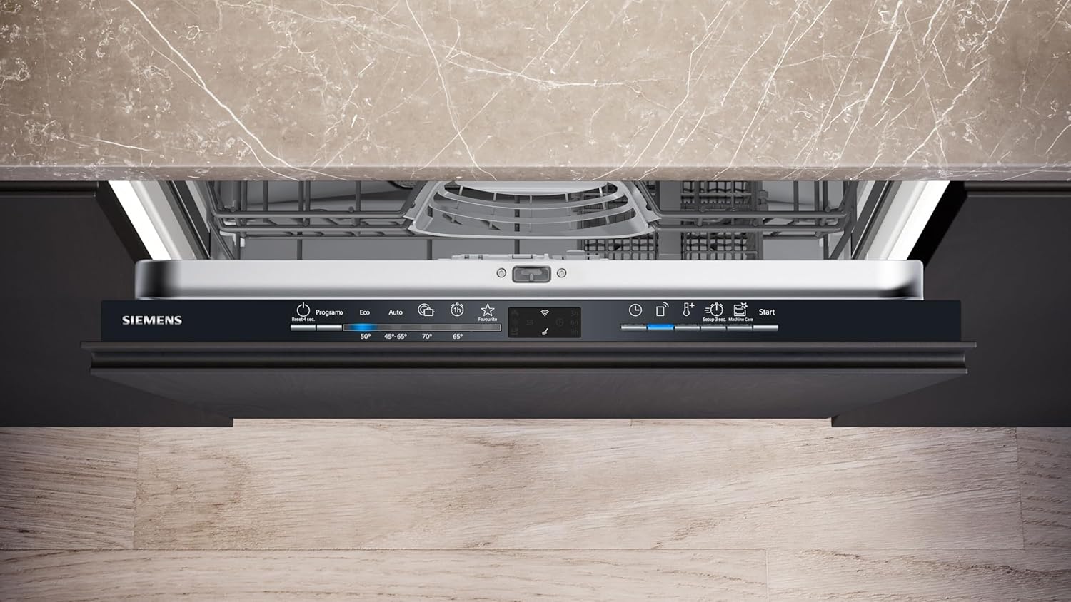Siemens SN43ES14VE, lavastoviglie intelligente iQ300, lavastoviglie da incasso con cassetto portaposate, 60 cm, apertura automatica della porta grazie ad autoOpen dry, particolarmente silenziosa con motore iQdrive, aquaStop, acciaio inossidabile