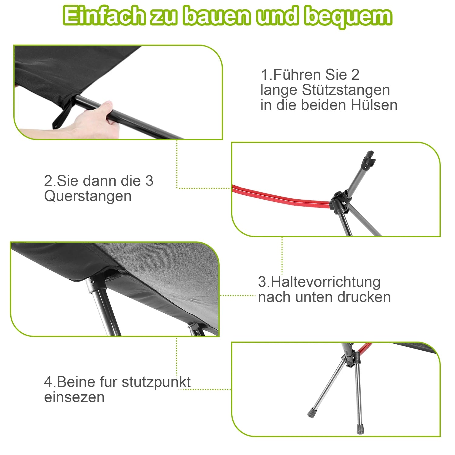 Sonnewelt Klappbett Campingbett  mit Tragetasche hhenverstellbar bis 150 kg