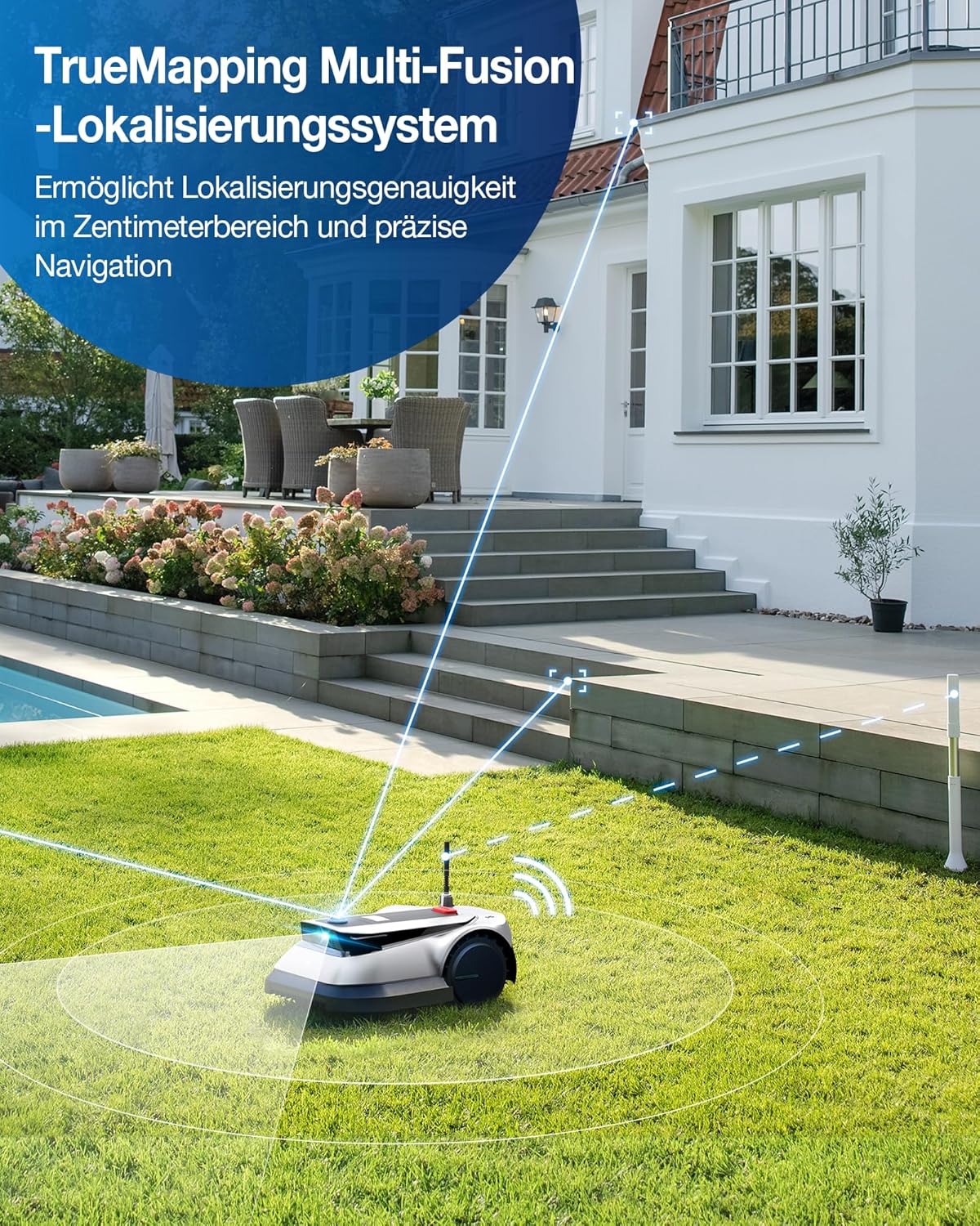 ECOVACS GOAT G1-800 Robot rasaerba senza cavo perimetrale 800㎡, robot tosaerba con localizzazione multifusione TrueMapping, evitamento ostacoli, gestione a 16 zone, pendenza del 45%, videomanager