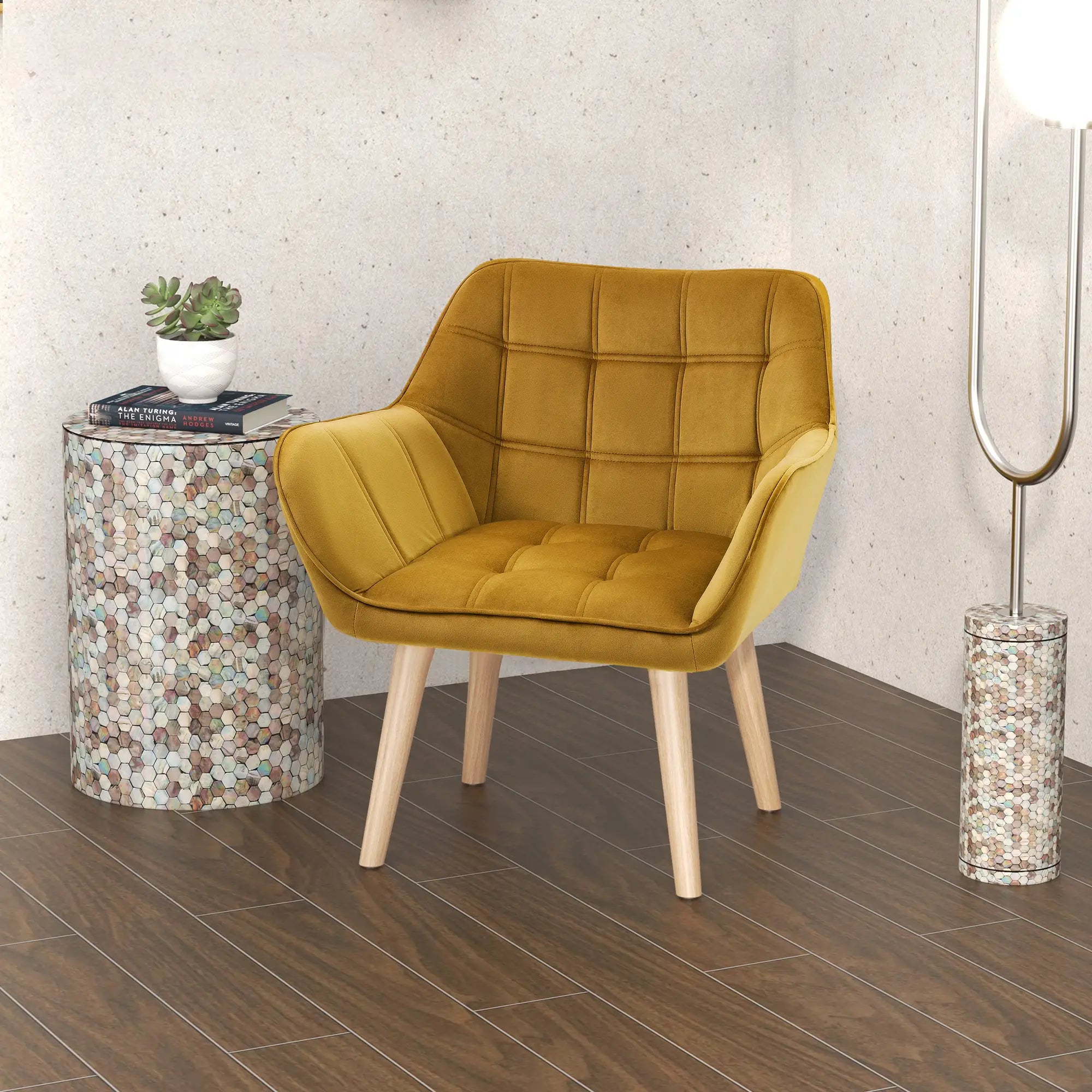 HOMCOM Polsterstuhl Skandi-Design kräftige Farben Gelb