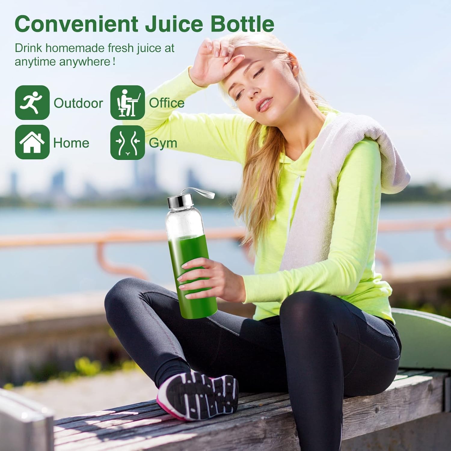 AMZCHEF Entsafter Slow Juicer leistungsstarker Entsafter für Obst und Gemüse mit 2 Geschwindigkeitsmodi, 500 ml Reiseflaschen - Large - Grau [Energieklasse A+++]