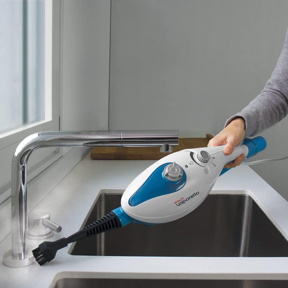 Polti PTEU0292 Vaporetto SV240 Scopa a vapore con pulitore a vapore integrato, uccide ed elimina il 99,9%* di virus, germi e batteri, Bianco/Verde