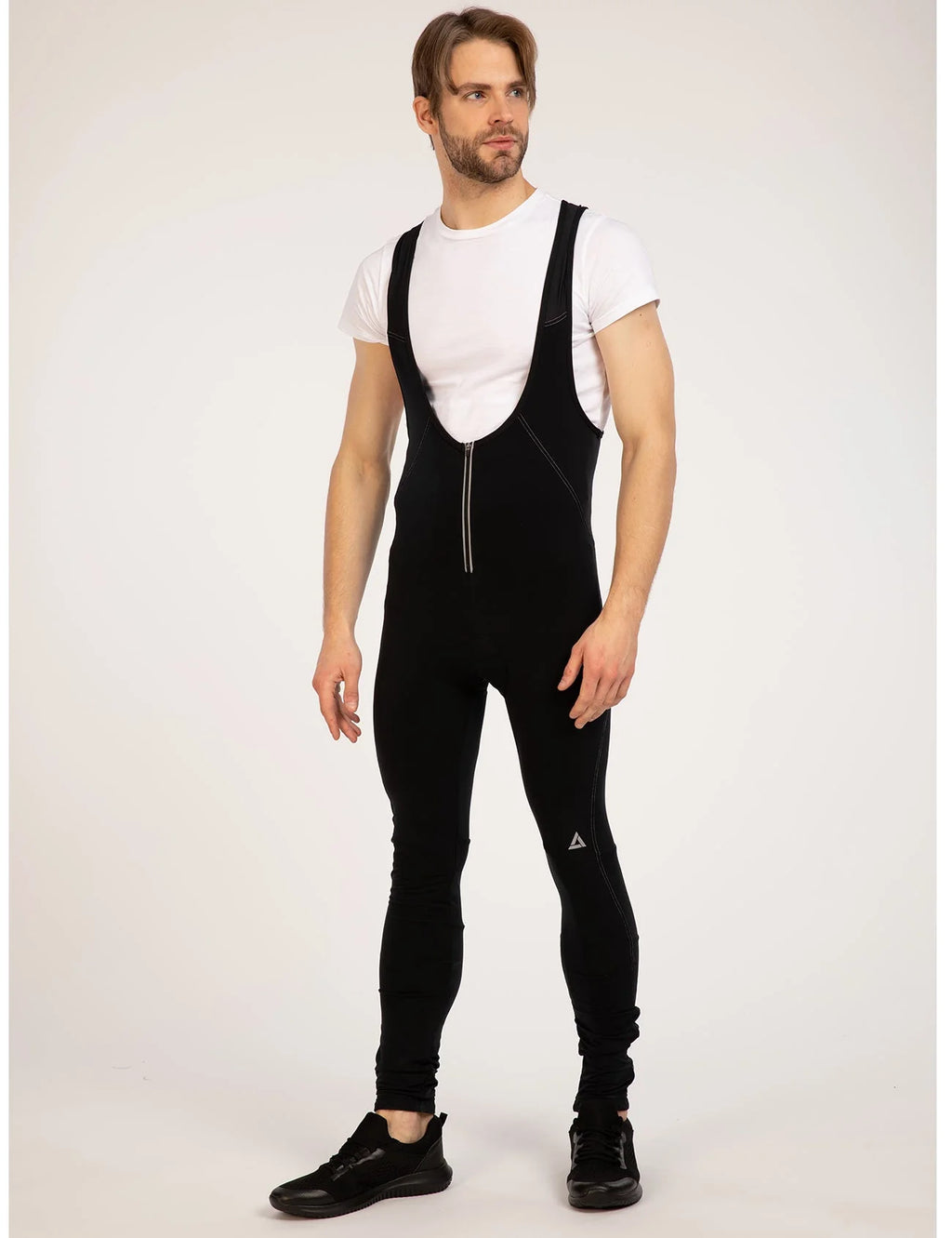Pantaloni Termici da Ciclismo Lunghi da Uomo con Bretelle Comfort Line Nero-Argento (Set di prodotti)