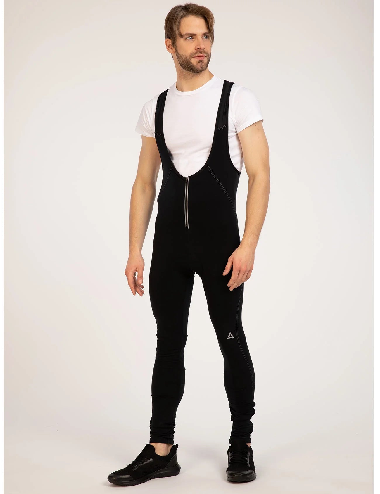 Pantaloni Termici da Ciclismo Lunghi da Uomo con Bretelle Comfort Line Nero-Argento (Set di prodotti)