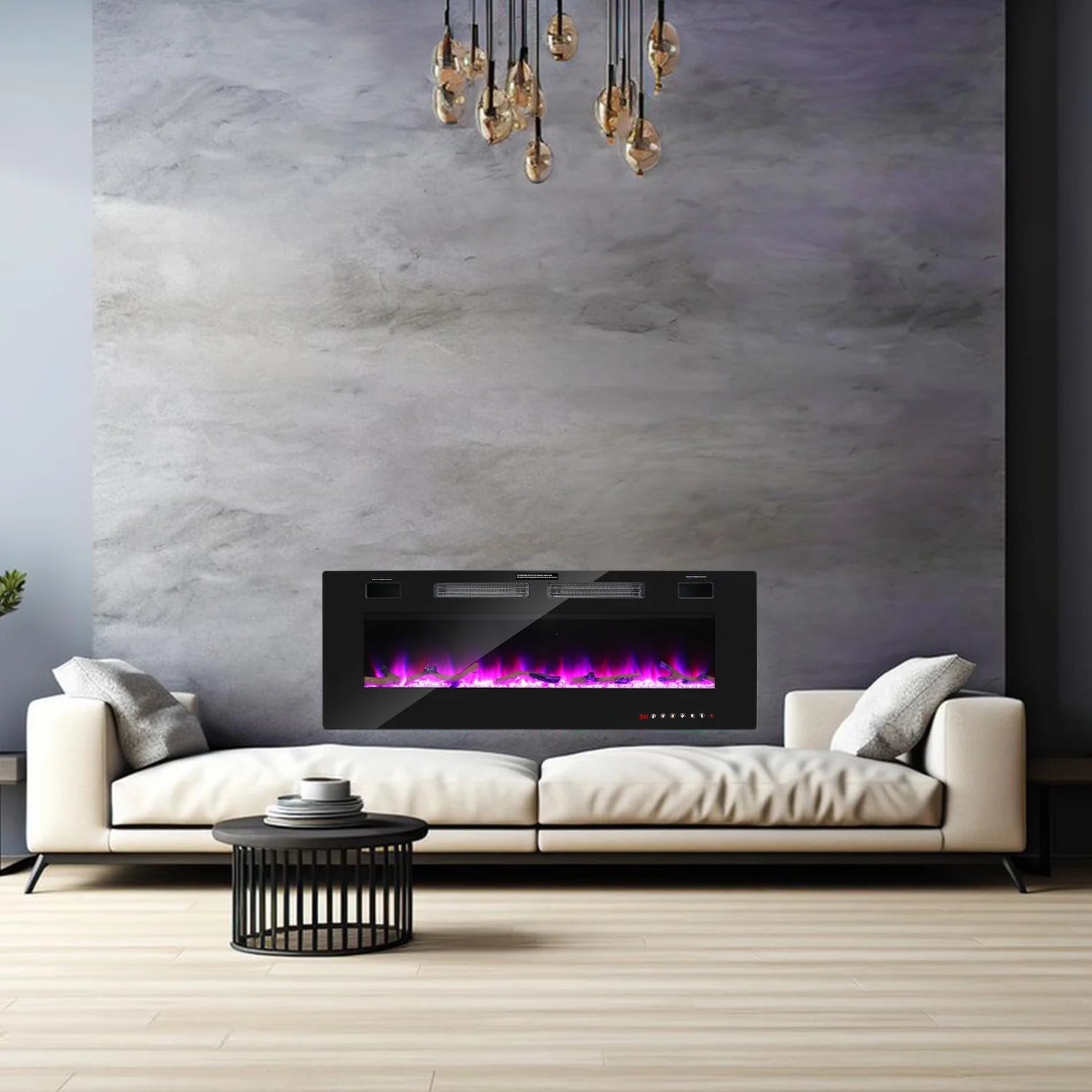 Camino elettrico da parete Sonnewelt, termostato regolabile 750W/1500W