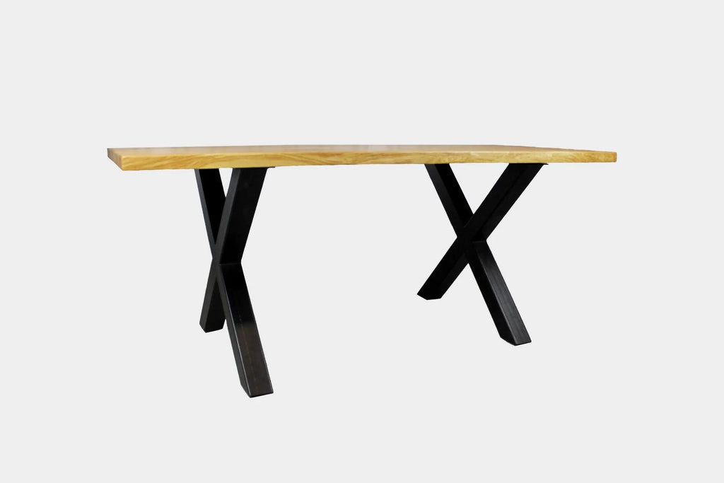 Serie TARA | Massivholztisch - Eiche - Schweizer Kante - inkl. Tischbein X-Form - versch. Gren und Farben | Lnge: 160 - 300 cm | Breite: 90 -100 cm