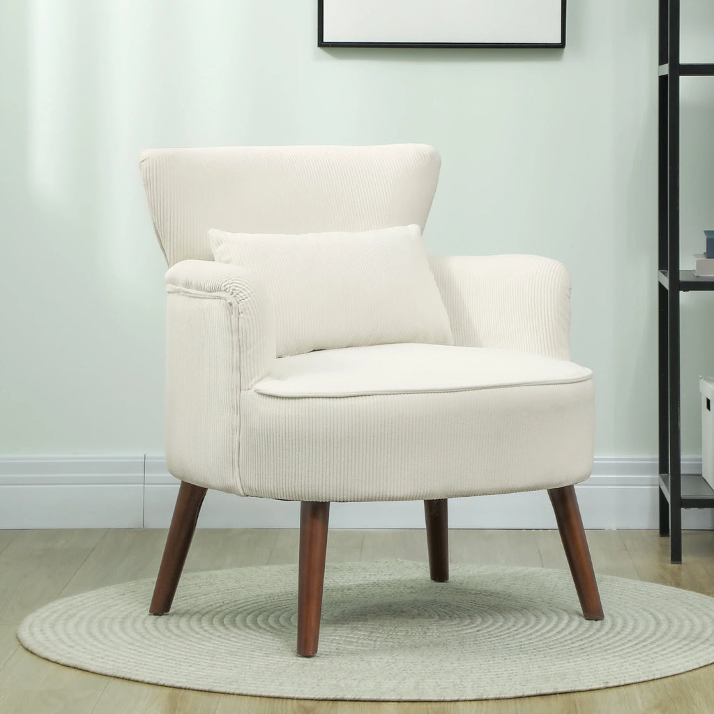 HOMCOM Polstersessel Wohnzimmer weich & federnd Flügelrücken cremeweiß