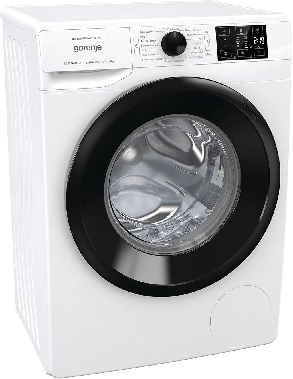 Gorenje WAM 74 SAP Lavatrice con funzione vapore / 7 kg / 1400 U / 16 programmi / AquaStop / Motore Inverter PowerDrive / Cestello in acciaio inossidabile / Sicurezza bambini / EEK A / bianco