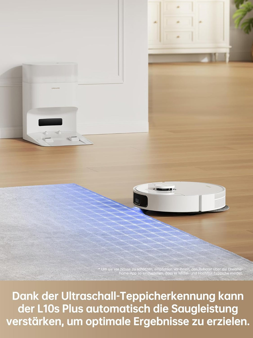 dreame L10 Prime Saugroboter und Wischroboter mit Automatischer Waschstation von Wischpads, 7mm Mopanhebung, LDS Navigation, 4000Pa Saugleistung, 3D Mapping, WiFi/APP