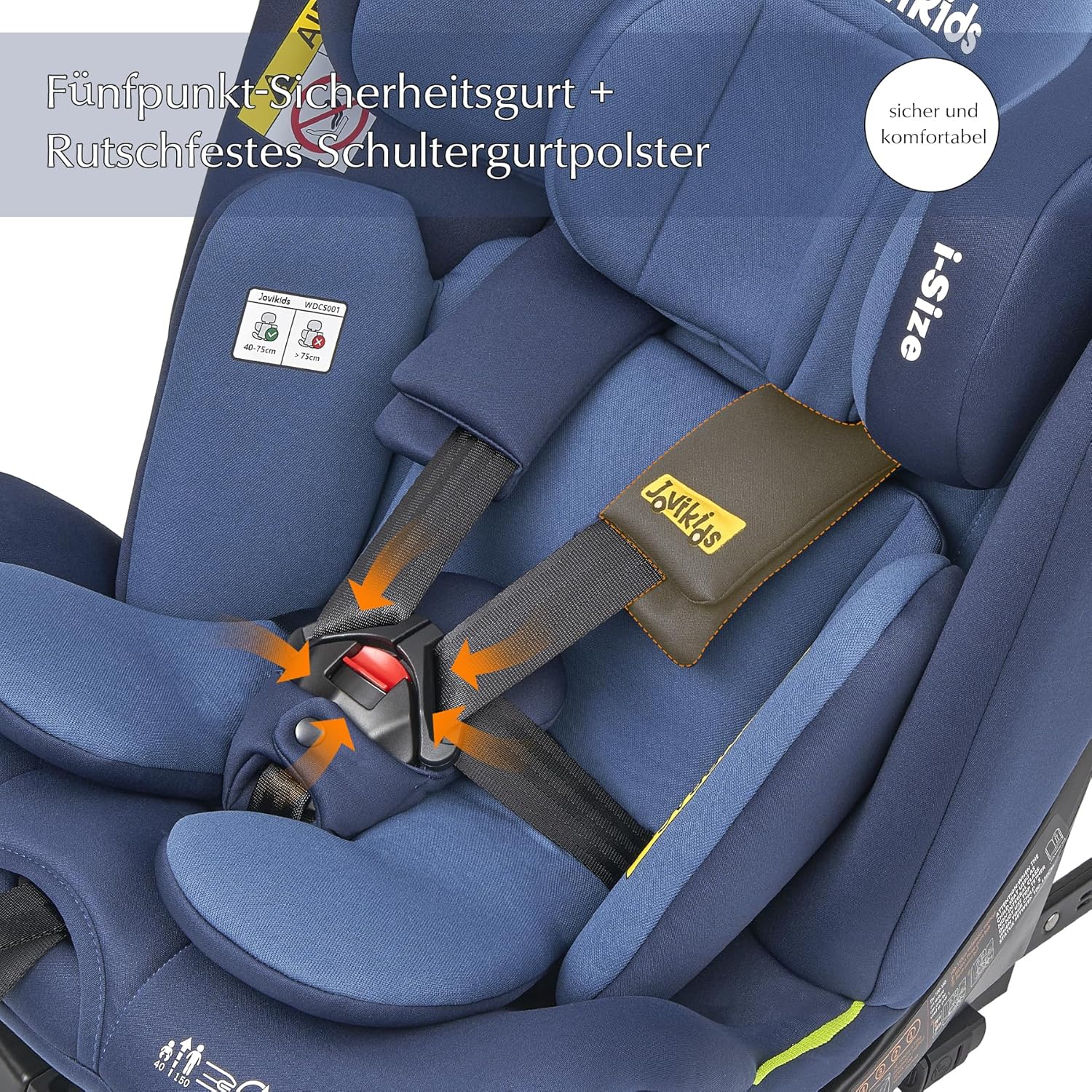 Jovikids 360° Drehbar Kindersitz mit ISOFIX und Ruheposition, i-Size(ECE R129) 40-150cm(0-36kg) Reboarder Baby Autositz, ab Geburt -12 Jahre (schwarz)