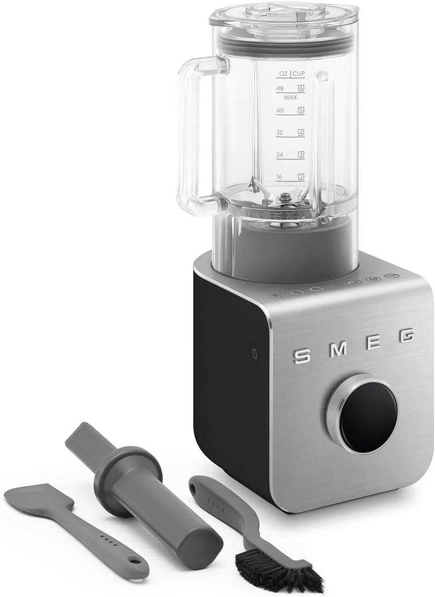 SMEG, Hochleistungsmixer BLC01BLMEU, 5 voreingestellte Programme, 9 manuelle Geschwindigkeitsstufen, Pause & Pulse-Funktion, Kunststoffgehäuse, rutschfeste Basis, 1400 W, Schwarz