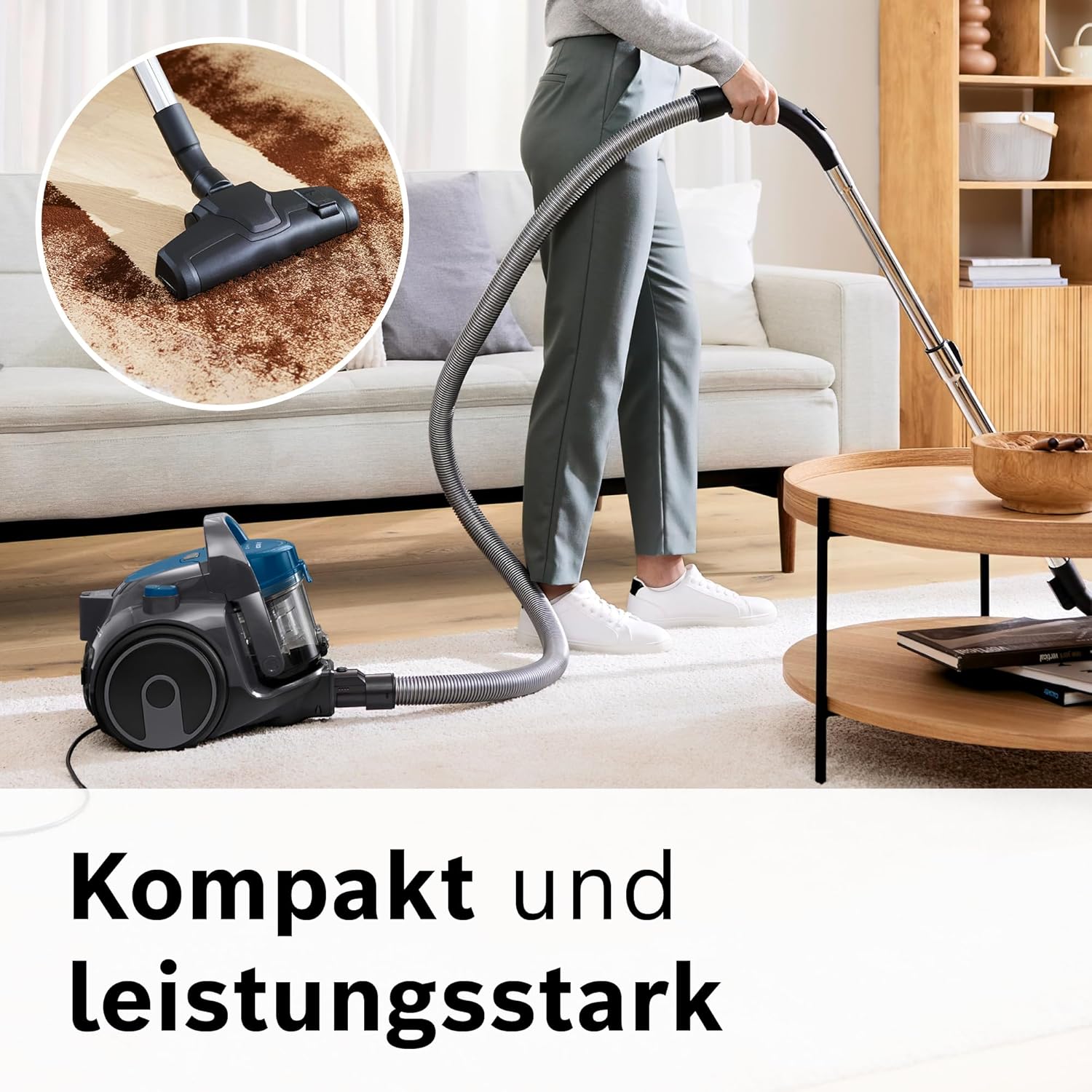 Bosch Staubsauger beutellos Cleann Serie 2 BGC05A220A, Bodenstaubsauger, Bodendüse für Parkett, Teppich, Fliesen, Hygiene-Filter, langes Kabel, leise, leicht, 700 W, blau