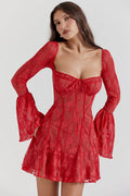 Cerys - Langrmeliges Vintage-Minikleid