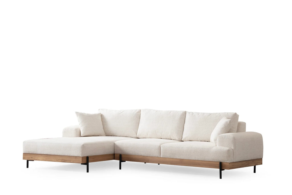 Divano angolare Eti Oak Left - Bianco