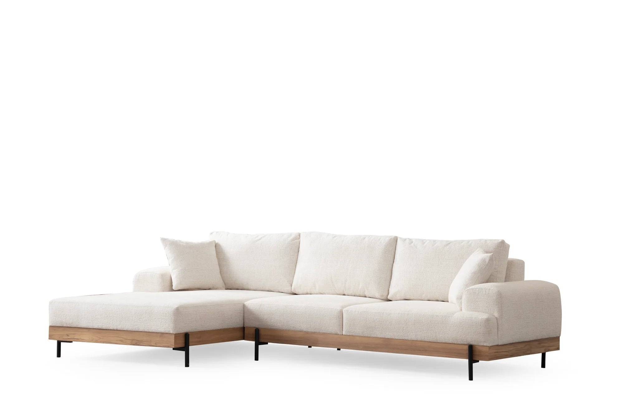 Divano angolare Eti Oak Left - Bianco