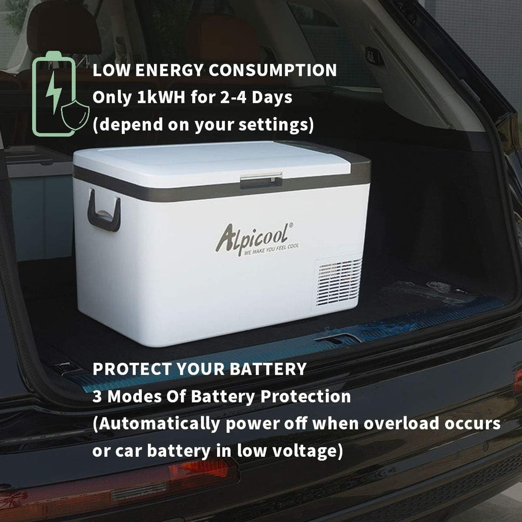 Alpicool K25 25 Liter Kühlbox Kühlschrank Gefrierbox Mini tragbare Elektrische Kühlbox 12/24V DC für Auto, Lkw, Boot und Steckdose mit USB-Anschluss, -20℃-20℃