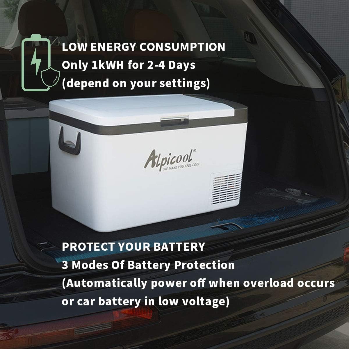 Alpicool K25 25 Liter Kühlbox Kühlschrank Gefrierbox Mini tragbare Elektrische Kühlbox 12/24V DC für Auto, Lkw, Boot und Steckdose mit USB-Anschluss, -20℃-20℃