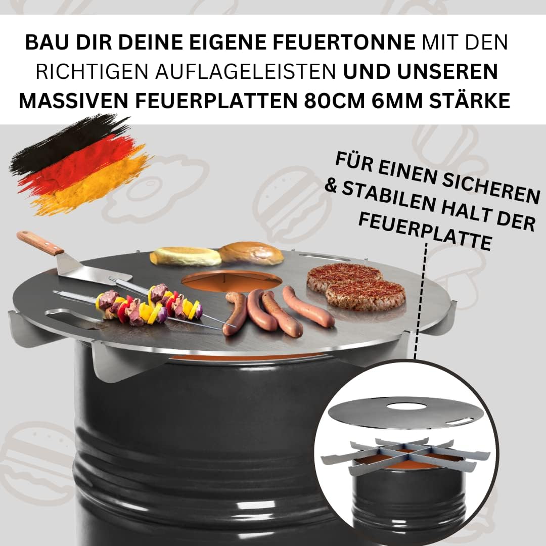 Terma Accessori Tagliere in legno Cucina da esterno, piastra plancha, grill con piastra in ghisa, ripiano per piastra in ghisa, braciere con griglia, anello per griglia per braciere