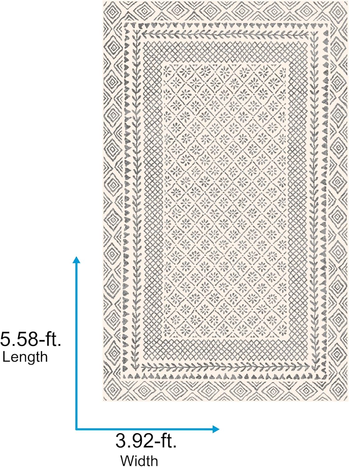 Surya Monaco Tappeto Soggiorno Boho, Grande Tappeto Camera da Letto 200x274 cm - Tappeto per Sala da Pranzo con Motivo Geometrico, Tappeto Soggiorno Moderno Scandinavo in Beige, Grigio Carbone