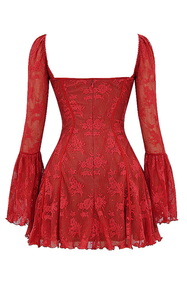 Cerys - Langrmeliges Vintage-Minikleid