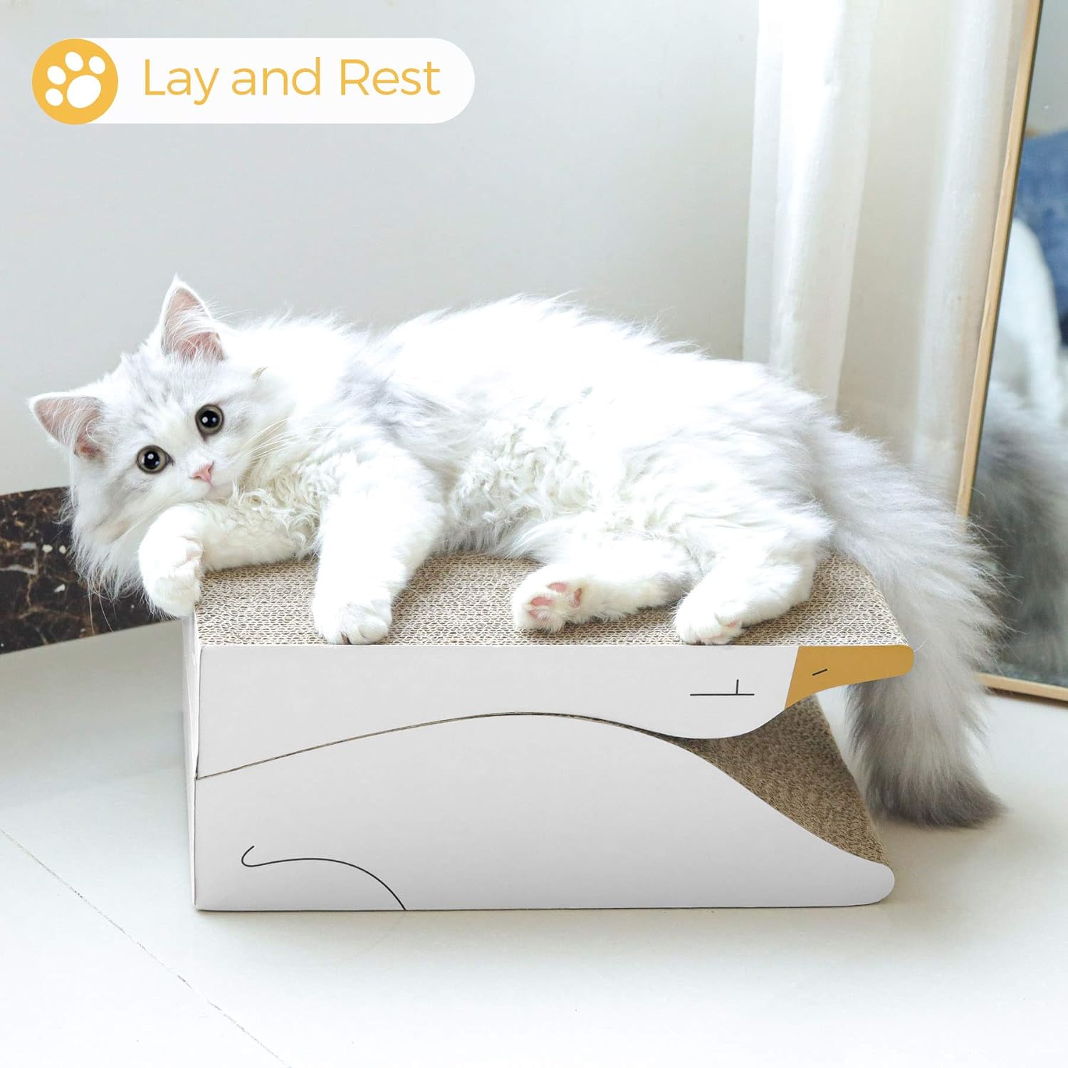 ComSaf Kratzbrett für Katzen, Kratztonne aus Wellpappe, Recycelbar Kratzbretter Katze, Kratzschutz für Sofa, Tür, Mbel, Kratzpappe für Katzen 58 x 25 x 25cm