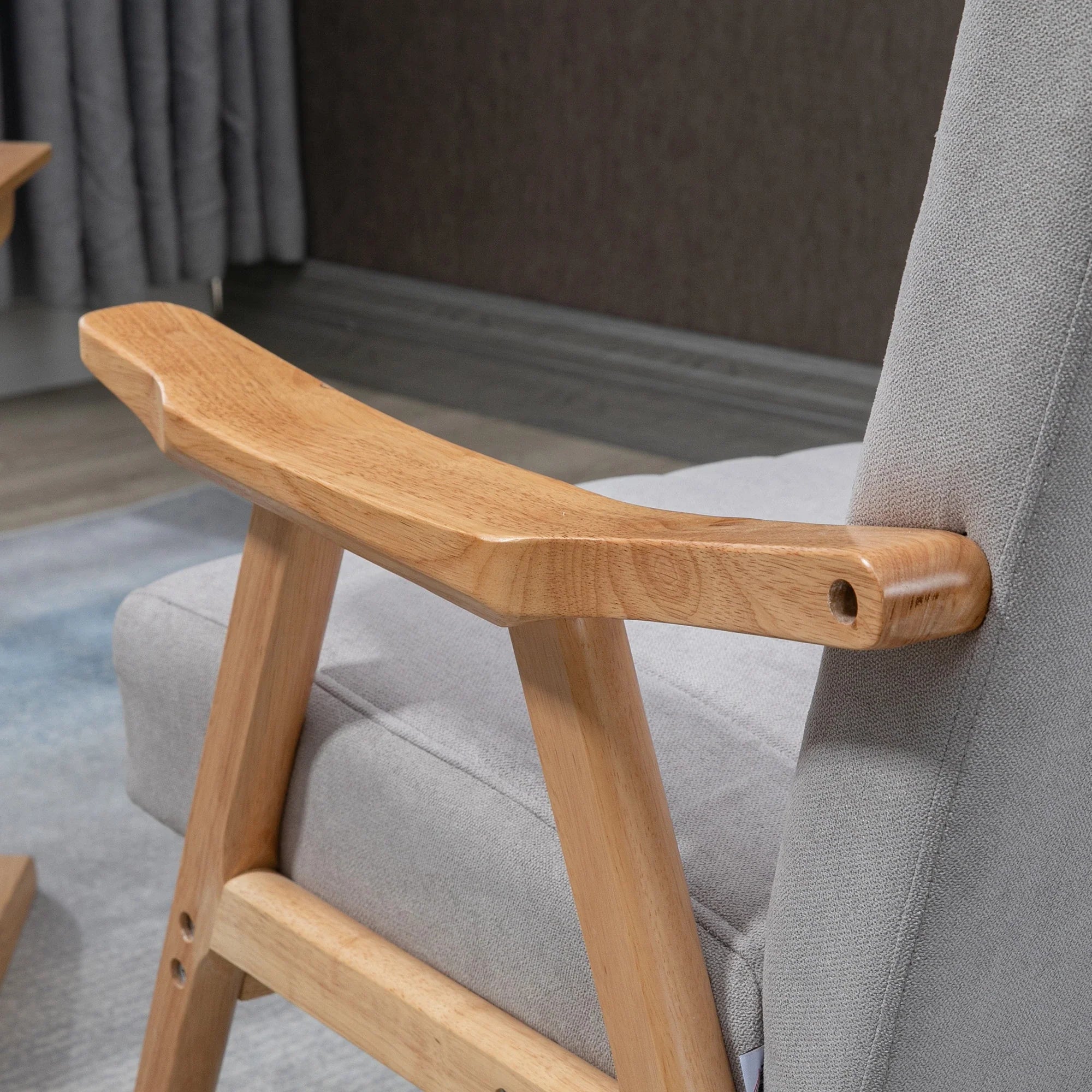 HOMCOM Sedia Imbottita Design Scandi extra confortevole Velluto Grigio Chiaro