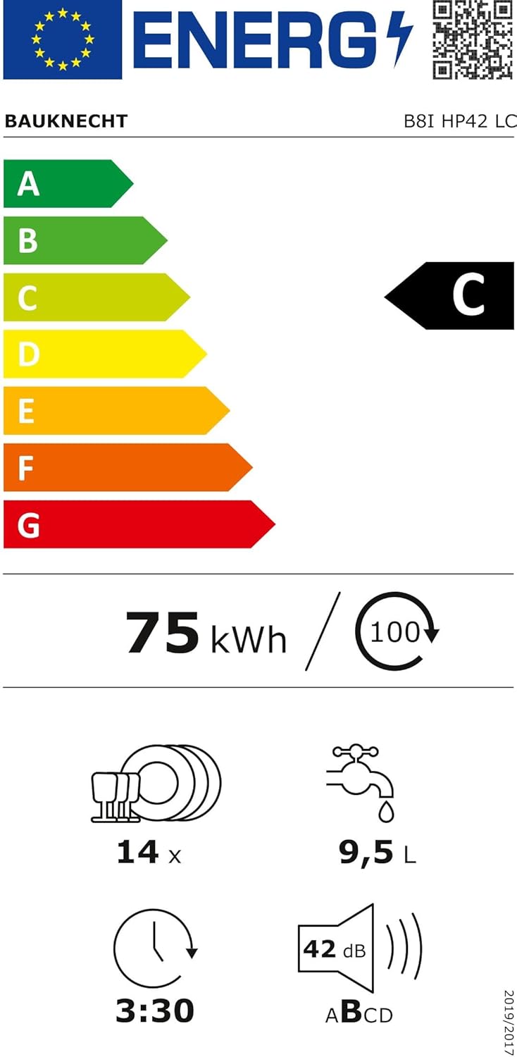 Bauknecht BCIO 3T341 PLET Lavastoviglie completamente integrata 60 cm/Acciaio inox/14 coperti/10 programmi standard e 1 programma sensore/PowerClean/ActiveDry/Cassetto portaposate/Protezione completa dall'acqua