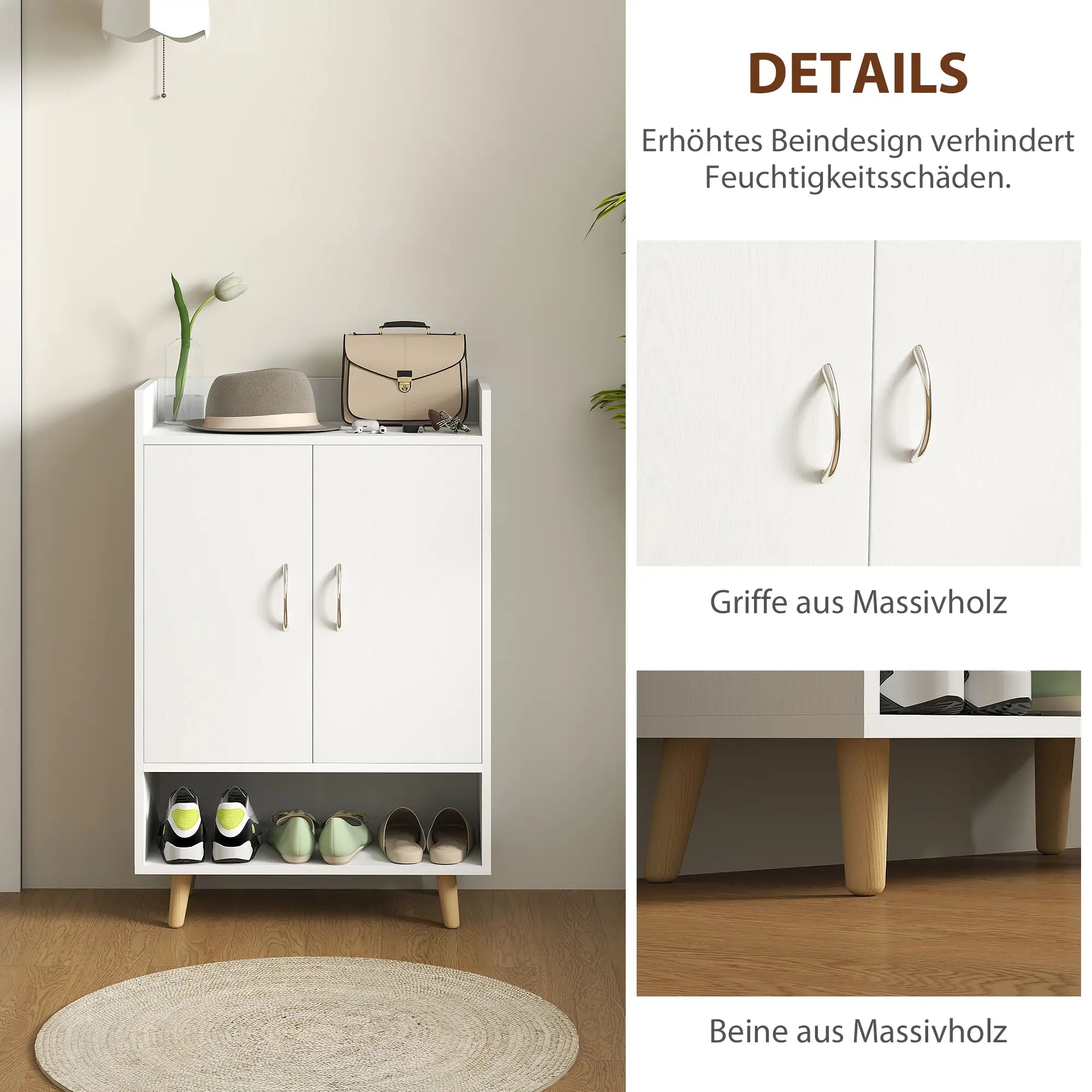 HOMCOM Schuhschrank mit viel Stauraum und kippsicherem Design Weiß