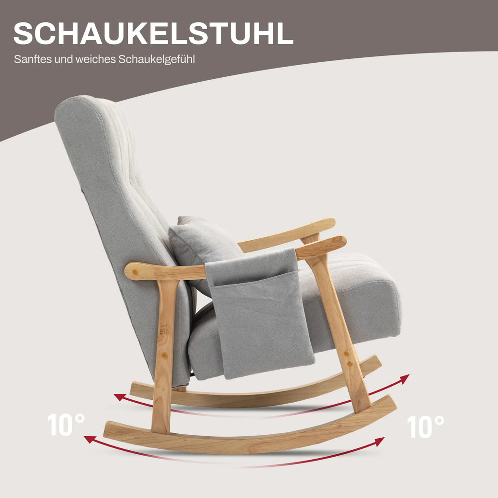 HOMCOM Schaukelstuhl mit Lendenkissen und Seitentasche