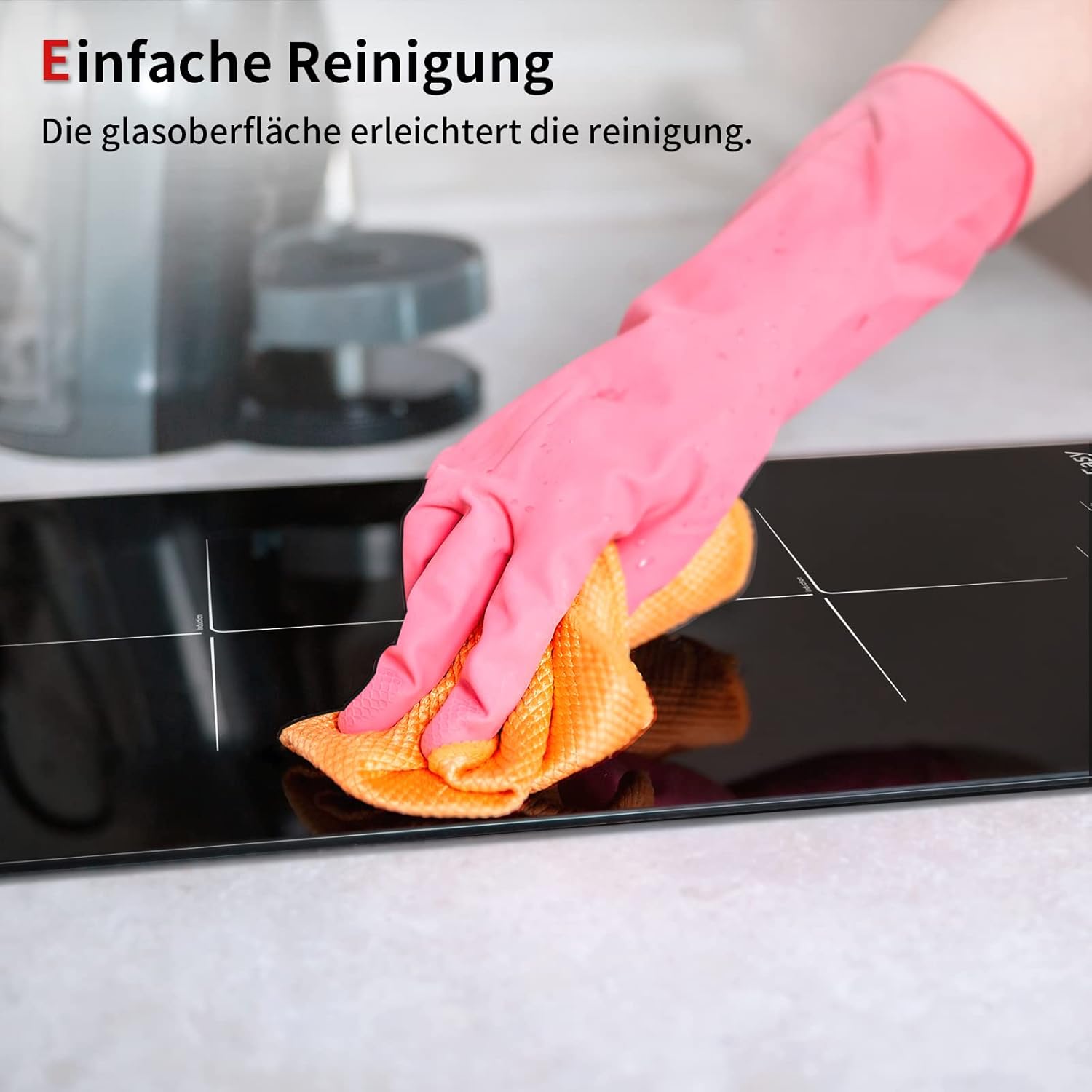 IsEasy 4 Zonen Einbau Induktionskochfeld mit 9 Leistungsstufen &1-99Min Timer, Boost-Funktion, Induktionskochplatte, Induktion Herdplatte mit 4 Platten, 60cm, 6800W, Schwarz